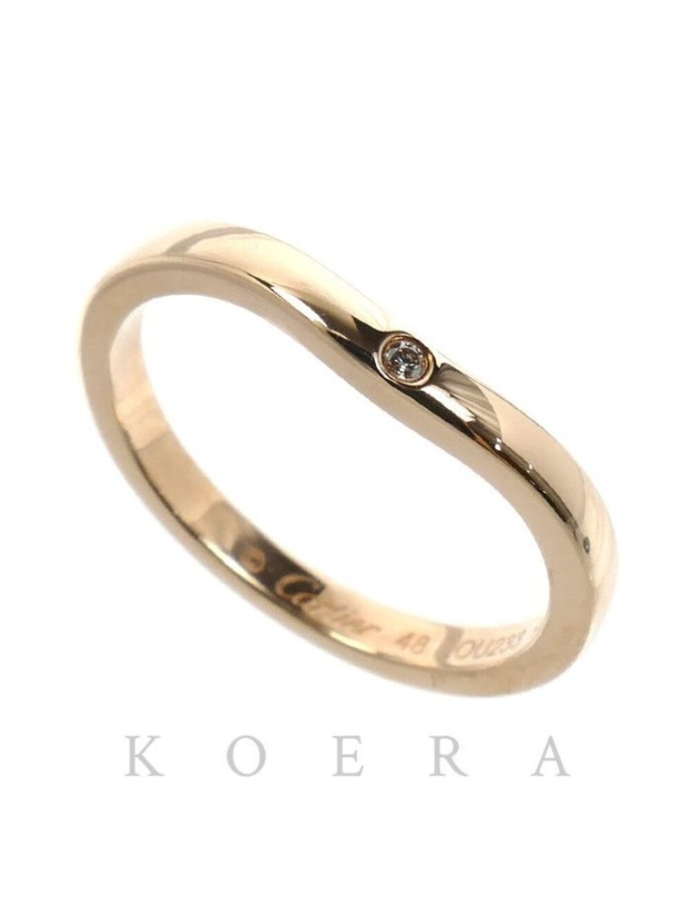 Cartier 18k Pink Gold Ballerina Curve Wedding Ring Diamond